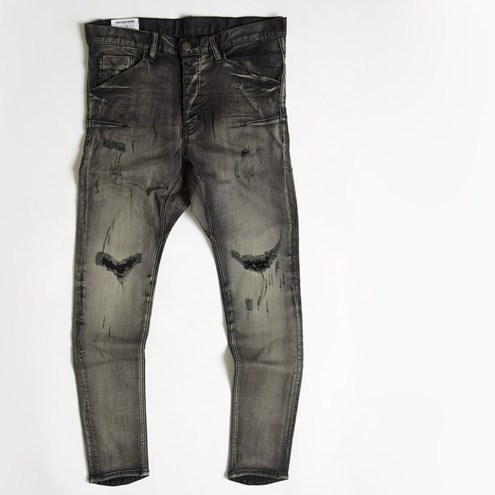 Distressed Super Skinny Low Rise Stretch Denim Men's Jeans 36R